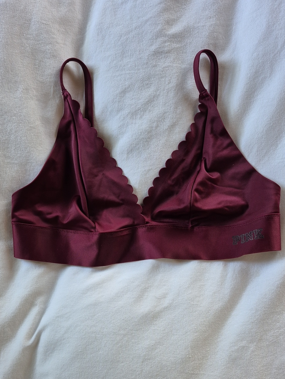 PINK Victoria's Secret Deep Burgundy Scalloped Triangle Bralette